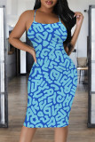 Sexy Letter Print Stripe Contrast Printed Dresses