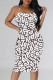 Sexy Letter Print Stripe Contrast Printed Dresses
