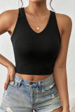 Sexy Solid Hollowed Out With Bow V Neck Tops