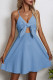 Sweet Solid With Bow V Neck Sling Dress Dresses