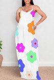 Casual Graffiti Print Pocket Contrast O Neck Printed Dresses