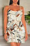 Sexy Geometric Print Contrast U Neck Printed Dresses
