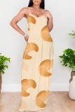 Casual Graffiti Print Pocket Contrast O Neck Printed Dresses