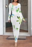 Casual Cartoon Print Contrast O Neck Printed Dresses