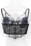 Sexy Solid Color Lace Patchwork Spaghetti Strap Tops