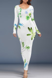 Casual Cartoon Print Contrast O Neck Printed Dresses