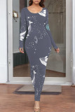 Casual Cartoon Print Contrast O Neck Printed Dresses