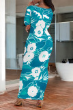 Elegant Floral Print Contrast O Neck Printed Dresses