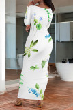 Casual Cartoon Print Contrast O Neck Printed Dresses