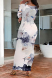 Elegant Floral Print Contrast O Neck Printed Dresses
