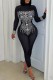 Sexy Nightclub Solid Color Hot Drill Turtleneck Skinny Jumpsuits