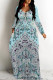 Casual National Totem Print Pocket Contrast O Neck Printed Dresses