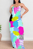 Sexy Graffiti Print Pocket Contrast V Neck Printed Dresses