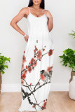Sexy Floral Print The stars Pocket Contrast V Neck Printed Dresses