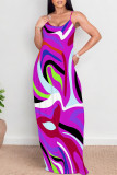 Sexy Geometric Print Pocket Contrast V Neck Printed Dresses