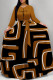 Casual Colorblock Print Pocket With Belt O Neck Printed Dresses
