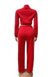 Casual Stripe Pocket Patchwork Zipper Zipper Collar Long Sleeve Two Pieces