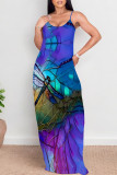 Sexy Floral Print Butterfly Pocket Contrast O Neck Printed Dresses