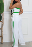 Casual Pocket Patchwork Contrast Strapless Sleeveless Two Pieces