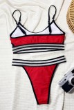 Sexy Hot Patchwork Stripe Backless Contrast Swimwears (With Paddings)