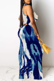 Sexy Floral Print Hollow Out Contrast O Neck Printed Dresses