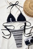 Sexy Patchwork Backless Belted Swimwears (With Paddings)
