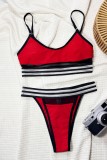 Sexy Hot Patchwork Stripe Backless Contrast Swimwears (With Paddings)