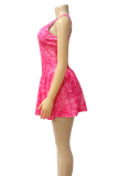 Sexy Tie Dye Patchwork U Neck Sling Dresses