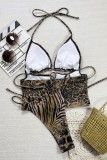 Sexy Leopard Print Backless Belted Swimwears (With Paddings)