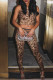 Sexy Casual Leopard Print Vests Pants O Neck Sleeveless Two Pieces