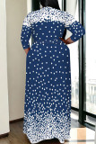 Casual Geometric Print Lace Up Contrast V Neck Printed Plus Size Dresses