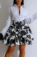 Casual Floral Print Buttons Shirt Collar Long Sleeve Two Pieces