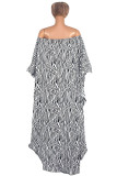 Elegant Print Asymmetrical Off the Shoulder Plus Size Three Pieces