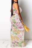 Sexy Floral Print Contrast O Neck Printed Dresses