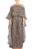 Elegant Print Asymmetrical Off the Shoulder Plus Size Three Pieces