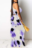 Sexy Floral Print Contrast O Neck Printed Dresses