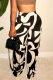 Casual Print Patchwork Loose Mid Waist Full Print Bottoms