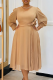 Elegant Solid Color Patchwork Ruched Flower Shape V Neck Long Dresses