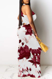 Sexy Floral Print Contrast O Neck Printed Dresses