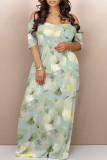 Casual Geometric Print Flowers Contrast V Neck Printed Dresses