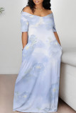 Casual Geometric Print Flowers Contrast V Neck Printed Dresses