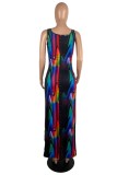 Sexy Casual Print Basic U Neck Long Dresses