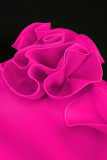 Elegant Solid Color Patchwork With Belt Flower Shape O Neck Long Plus Size Dresses