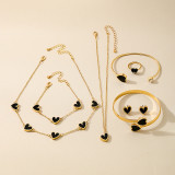 Casual Daily Heart Shaped Patchwork Chains Necklaces Bracelet Seven Piece Set
