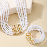 Sexy Casual Daily Patchwork Pearls Decor Rhinestone Decor Necklaces Bracelet Two Piece Set
