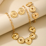 Casual Daily Solid Color Chains Necklaces Bracelets Earrings Three Piece Set
