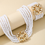 Sexy Casual Daily Patchwork Pearls Decor Rhinestone Decor Necklaces Bracelet Two Piece Set