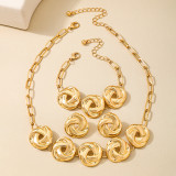 Casual Daily Solid Color Chains Necklaces Bracelets Earrings Three Piece Set