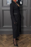 Casual Elegant Solid Color Buttons Patchwork Turndown Collar Suit Dresses