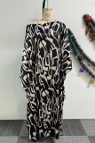Casual Print Belted Oblique Collar Dresses